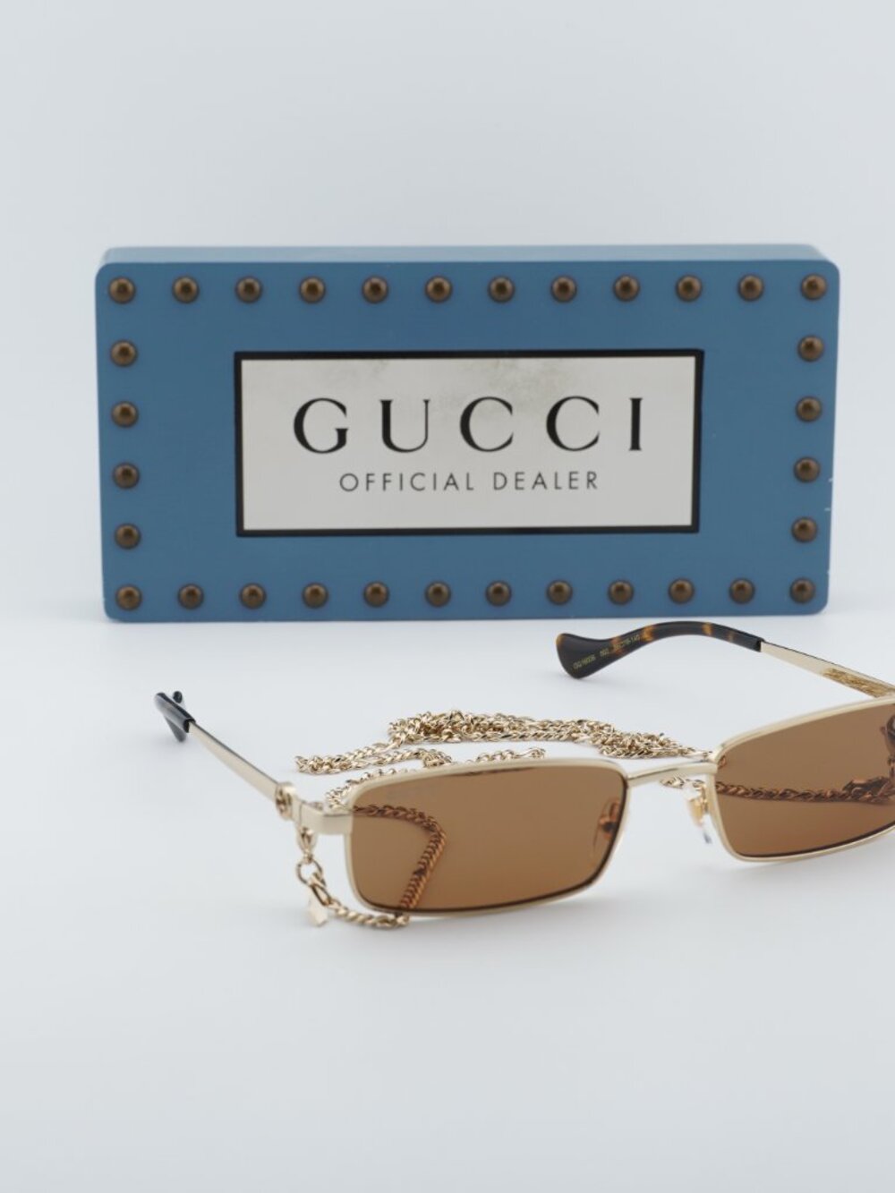 Gucci GG1600S 002 Rectangle Sunglasses - Gold / Brown - Picture 8 of 12